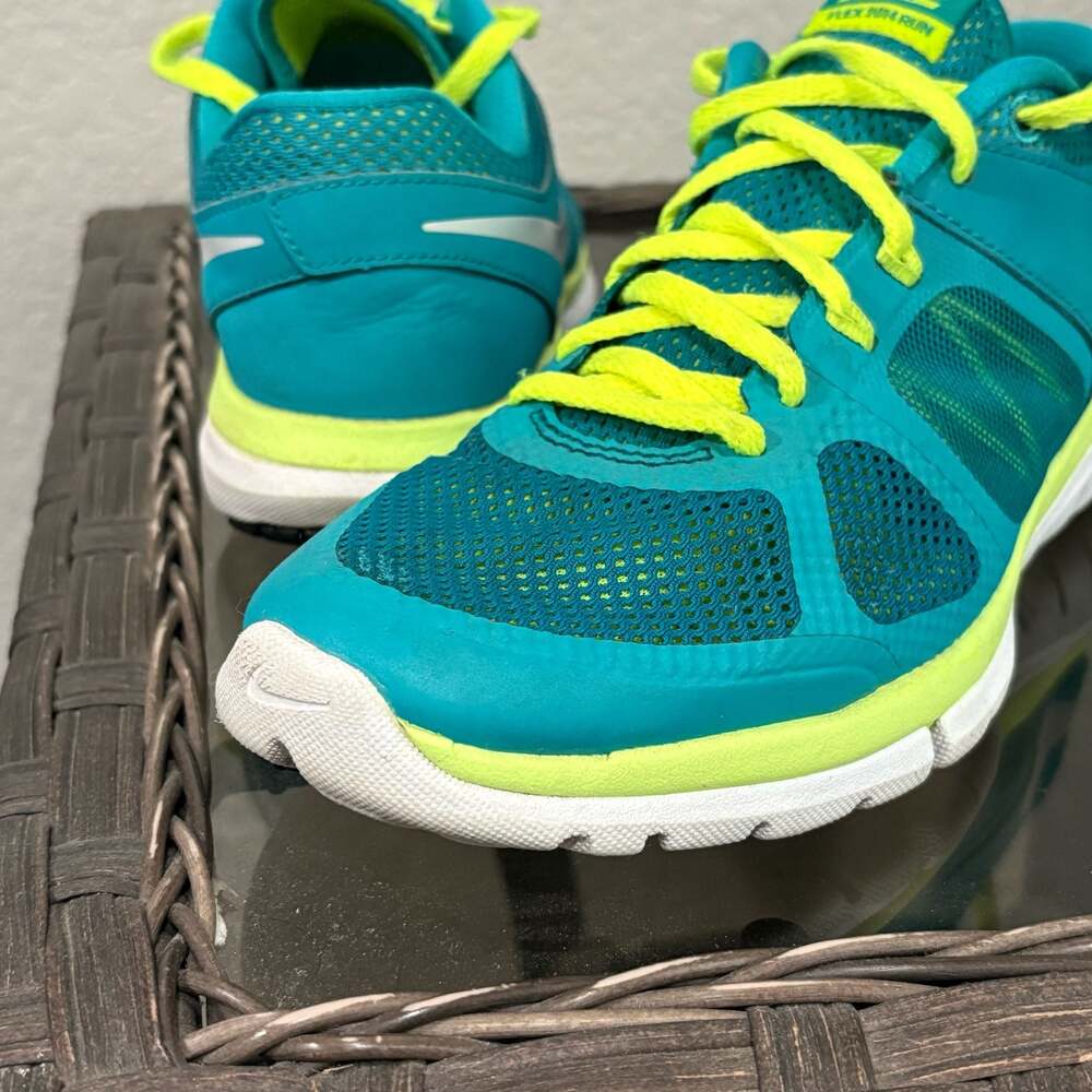Nike Flex 2014 Run Women's Running Shoes Teal and Neon Yellow size 8 - Picture 7 of 10
